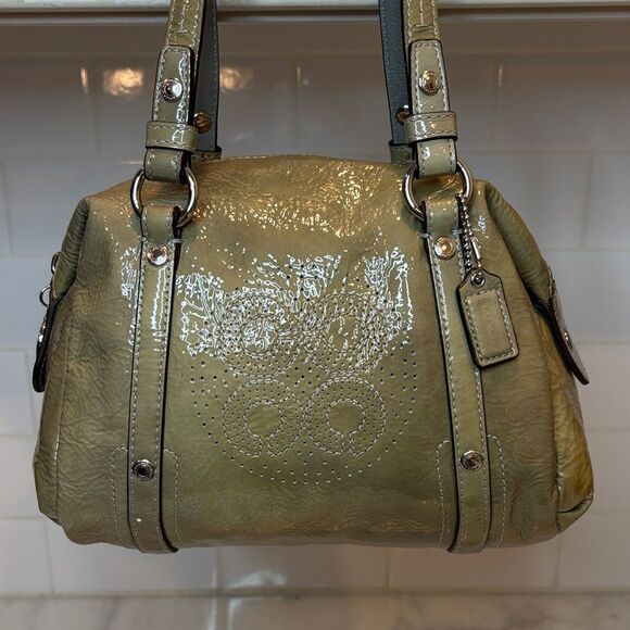 Coach Bag Purse Handbag Audrey Perforated Patent Leather Mini Satchel Pocketbook - Picture 2 of 16